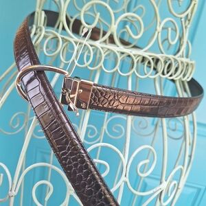 Ralph Lauren Genuine Leather Reversible Belt Alligator / Smooth Embossed Leather